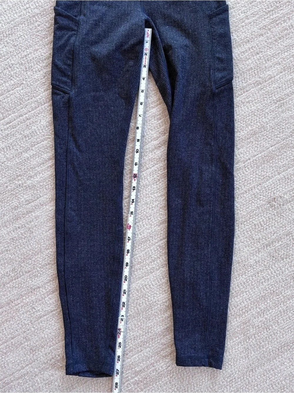 lululemon athletica women's dark gray ribbed leggings size 6